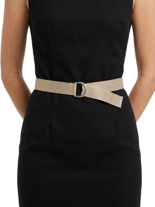 Pinko Women's Gold Woven Metallic Polyester Belt-Medium