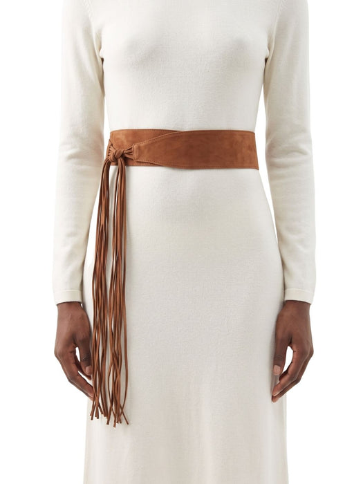 Pinko Women's Brown Leather Sash Leather Belt-Medium