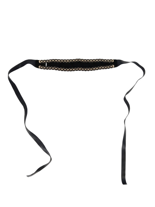 Pinko Women's Black Leather Sash Leather Belt-Large