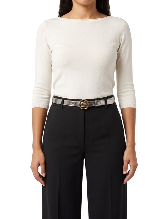 Pinko Women's Taupe Logo-Buckle Skinny Polyurethane Belt-Large