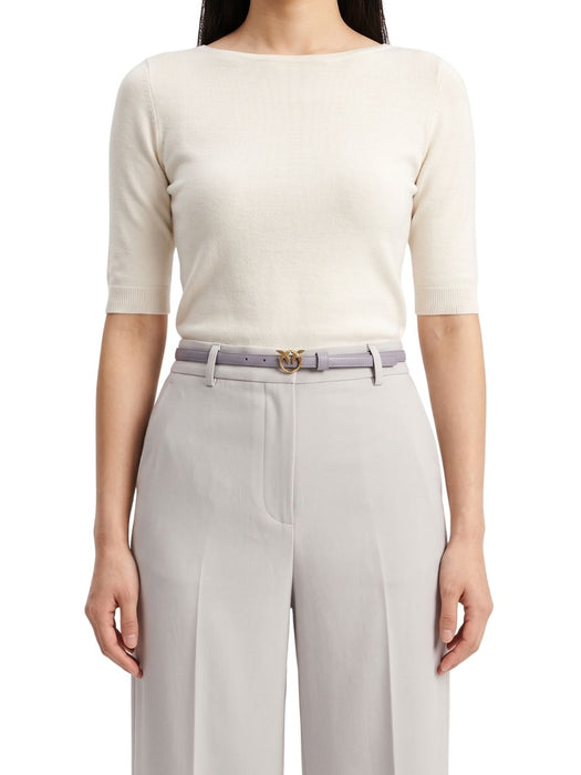 Pinko Women's Violate Logo-Buckle Skinny Leather Belt-X-Small