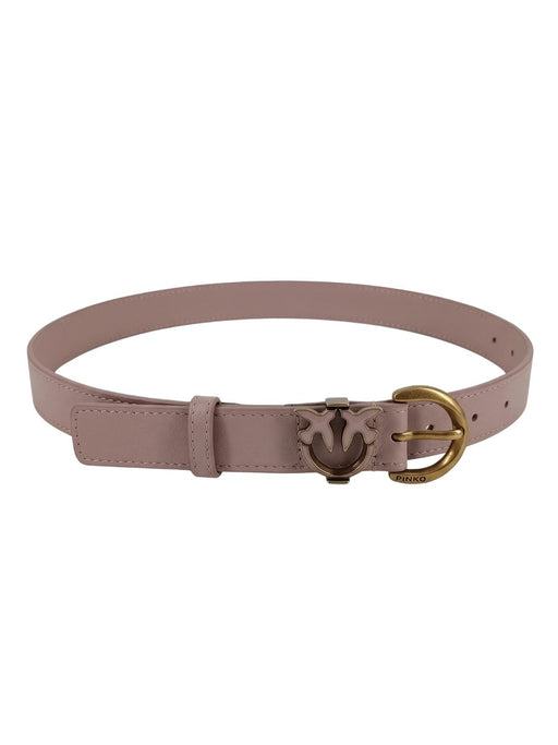 Pinko Women's Pink Logo-Buckle Leather Belt-Small