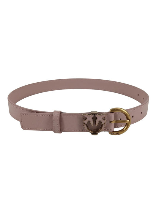 Pinko Women's Pink Logo-Buckle Leather Belt-Small
