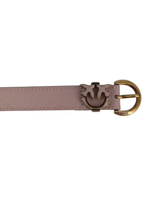 Pinko Women's Pink Logo-Buckle Leather Belt-Small