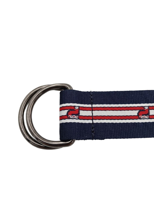 Pinko Women's Blue Striped Webbing Polyester Belt-Medium