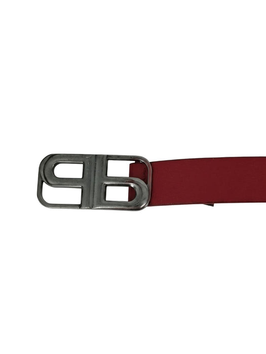 Pinko Women's Red Geometric Buckle Leather Belt-Medium