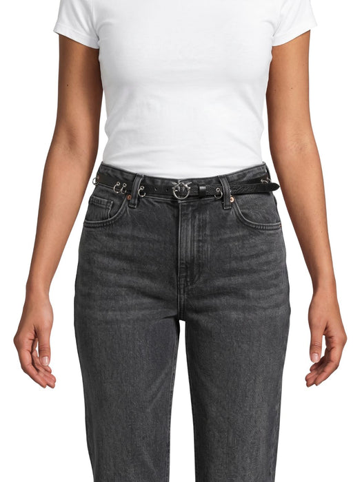 Pinko Women's Black Skinny Leather Belt-X-Small