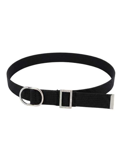 Pinko Women's Black Double-Ring Webbing Polyester Belt-Medium