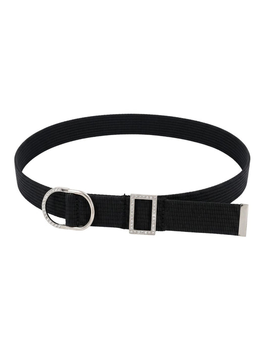 Pinko Women's Black Double-Ring Webbing Polyester Belt-Medium