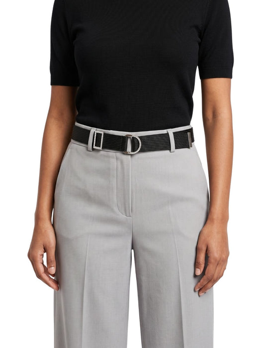 Pinko Women's Black Double-Ring Webbing Polyester Belt-Medium