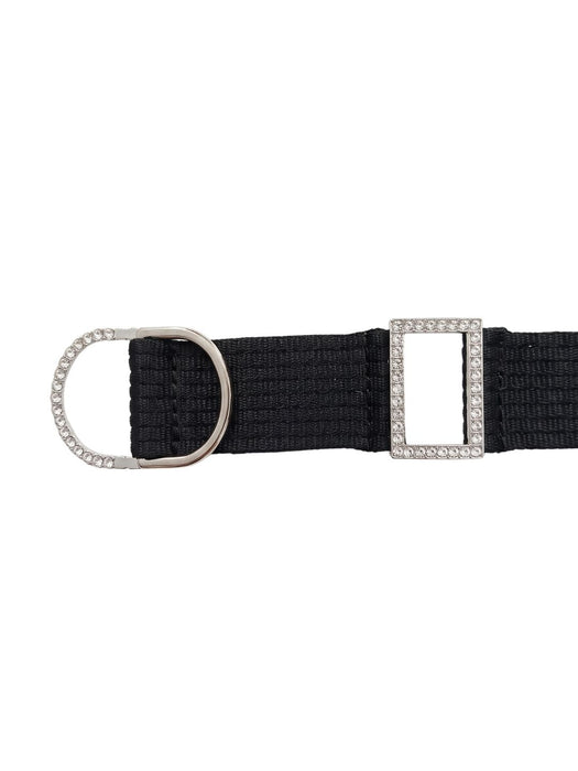 Pinko Women's Black Double-Ring Webbing Polyester Belt-Medium