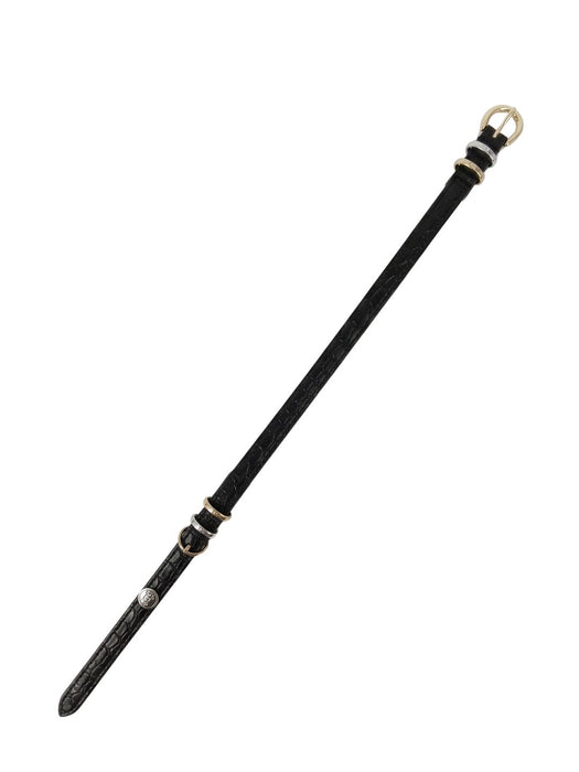 Pinko Women's Black Croc-Embossed Skinny Leather Belt-X-Small