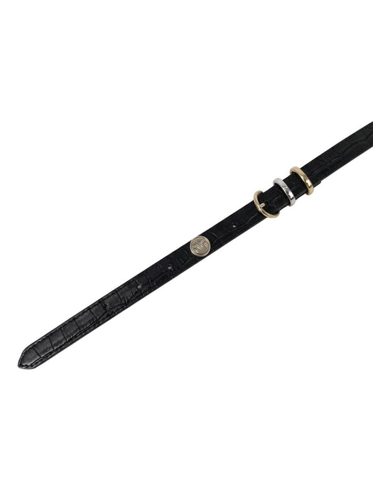 Pinko Women's Black Croc-Embossed Skinny Leather Belt-X-Small