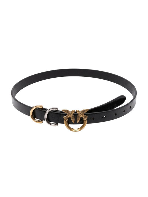 Pinko Women's Black Logo-Buckle Skinny Leather Belt-X-Small