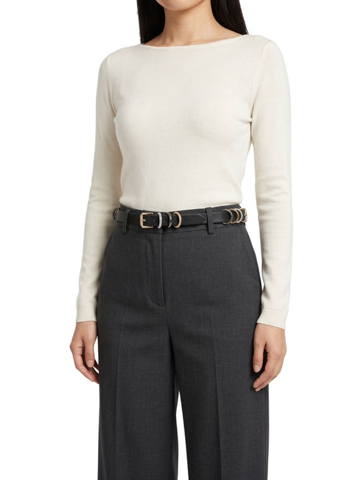 Pinko Women's Black Skinny Hardware-Trim Leather Belt-X-Small