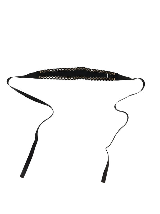 Pinko Women's Vintage Black Leather Sash Leather Belt-Small