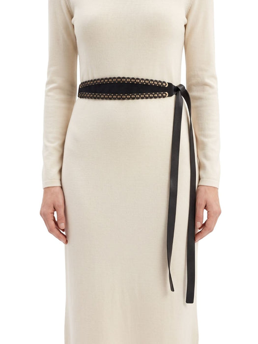 Pinko Women's Black Leather Sash Leather Belt