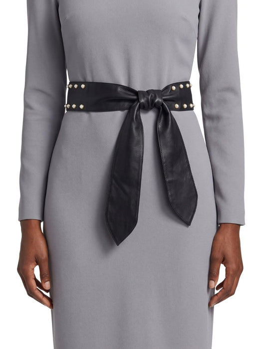 Pinko Women's Black High-Waist Corset Leather Belt