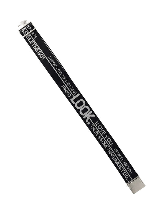 Pinko Women's Black,Silver Logo Jacquard Polyester Belt-Medium