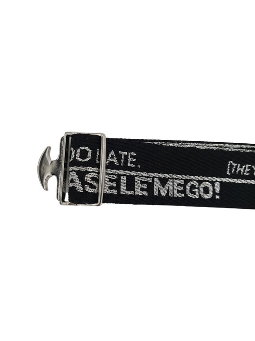 Pinko Women's Black,Silver Logo Jacquard Polyester Belt-Medium