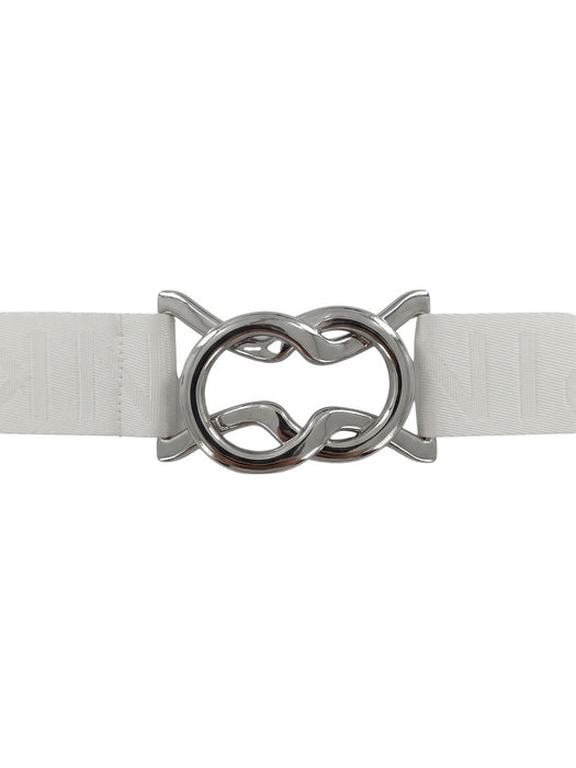 Pinko Women's White Stretch Ring-Buckle Synthetic Belt-Medium