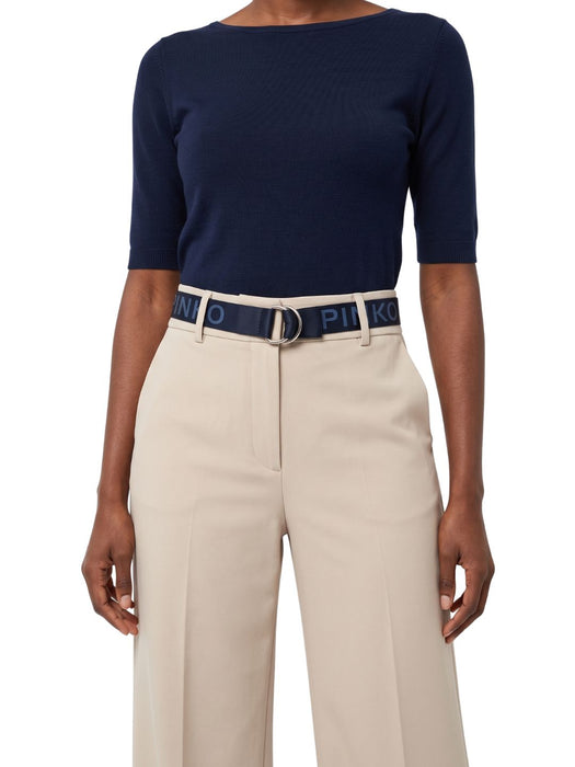 Pinko Women's Blue Logo Jacquard Polyester Belt-Medium