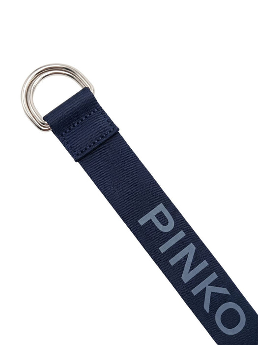 Pinko Women's Blue Logo Jacquard Polyester Belt-Medium