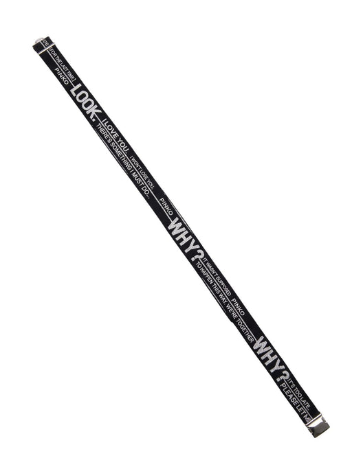 Pinko Women's Black Logo Jacquard Polyester Belt-Medium