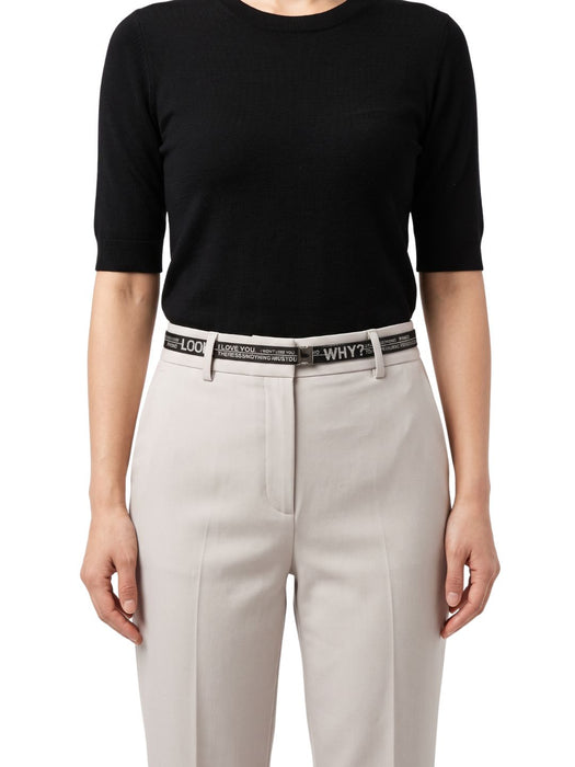 Pinko Women's Black Logo Jacquard Polyester Belt-Medium