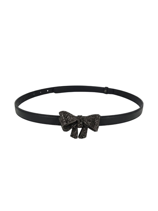 Pinko Women's Black Knotted Skinny Leather Belt-Medium