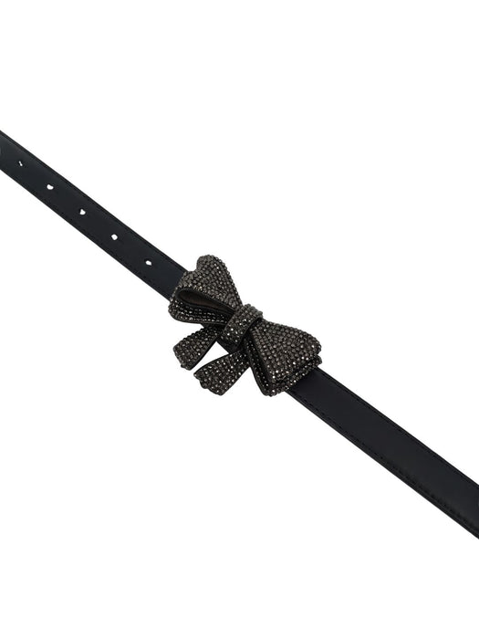 Pinko Women's Black Knotted Skinny Leather Belt-Medium