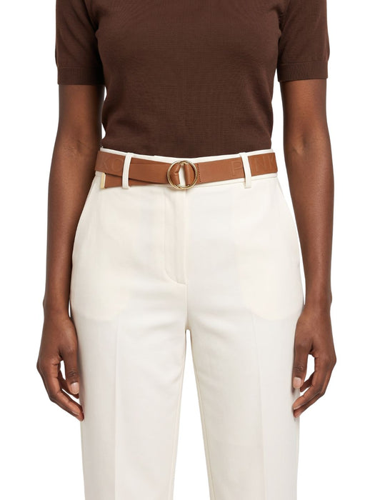 Pinko Women's Beige, Brown Skinny Polyester Belt-Medium