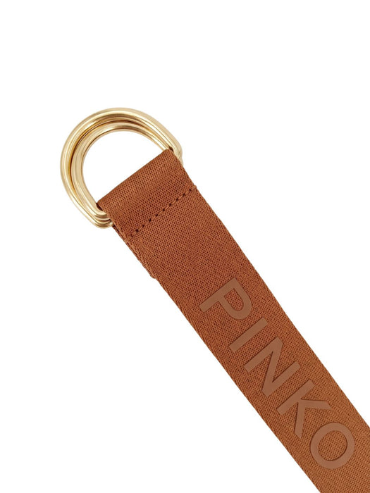 Pinko Women's Beige, Brown Skinny Polyester Belt-Medium
