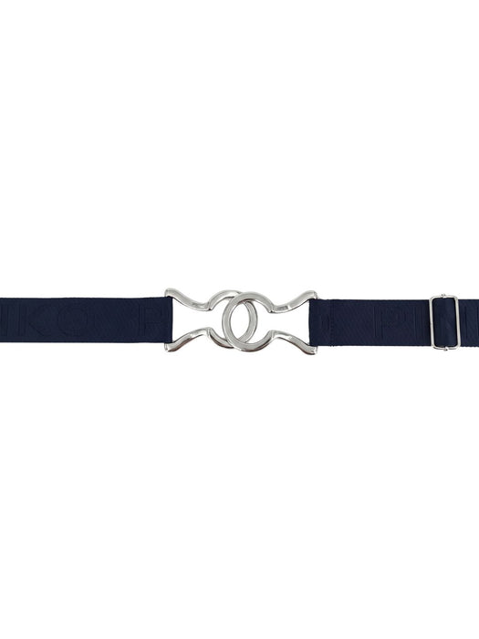 Pinko Women's Blue Stretch Ring-Buckle Synthetic Belt-Medium