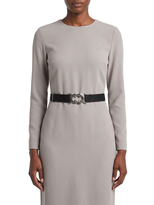 Pinko Women's Black Stretch Ring-Buckle Synthetic Belt-Medium