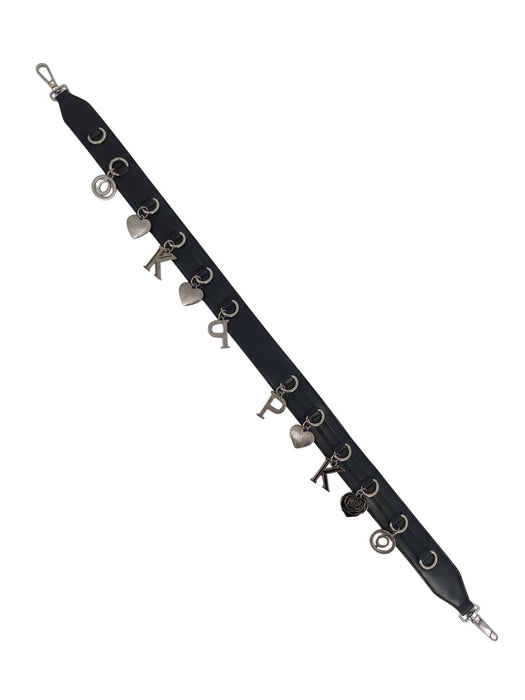 Pinko Women's Black Studded Corset Leather Belt