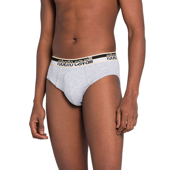 Roberto Cavalli Grey Melange Cotton Jersey Stretch Brief Slip-2-Pack-