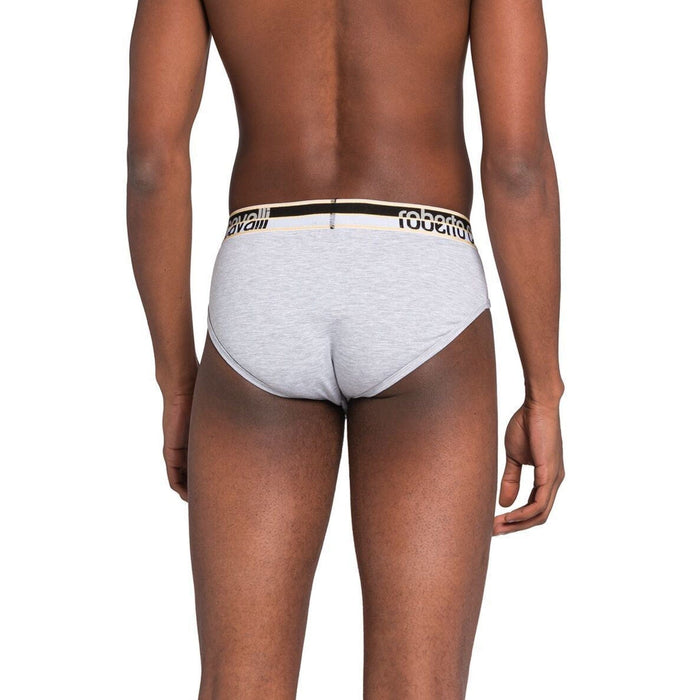 Roberto Cavalli Grey Melange Cotton Jersey Stretch Brief Slip-2-Pack-