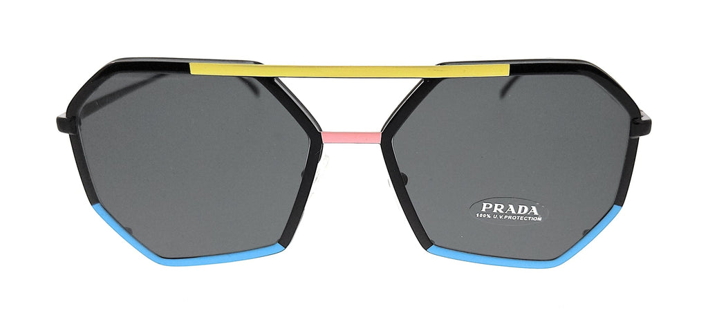 Prada 0PR 62XS 0A903A Aviator Full Rim Black Blue Sunglasses