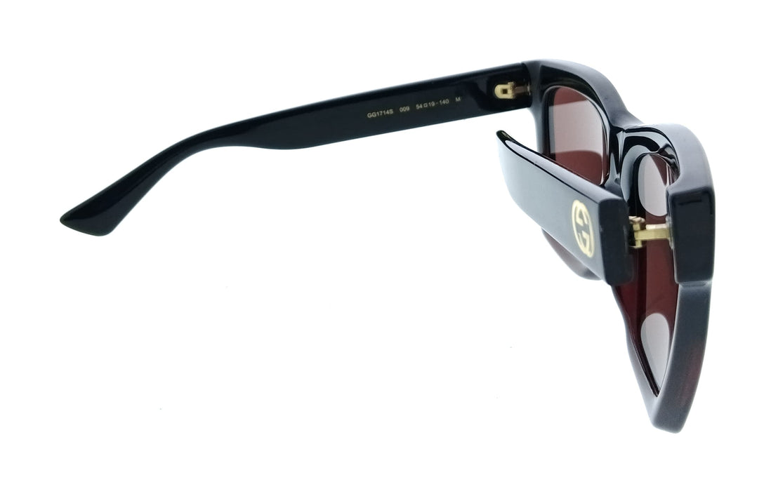 Gucci GG1714S-009 Black Square Red Lens Womens Sunglasses