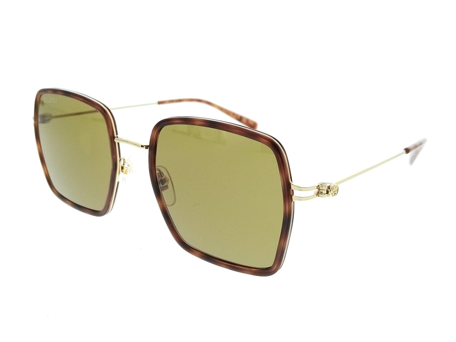 Gucci GG1848S-002 Havana Square Slim Metal Womens Sunglasses