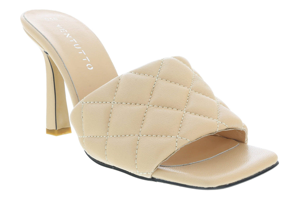 Ventutto Sand Quilted High Heel Leather Mule-8