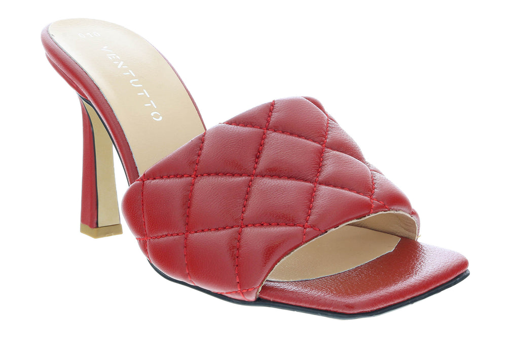 Ventutto Red Quilted High Heel Leather Mule-6