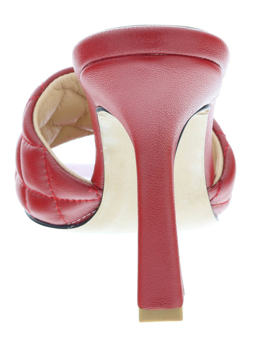 Ventutto Red Quilted High Heel Leather Mule-