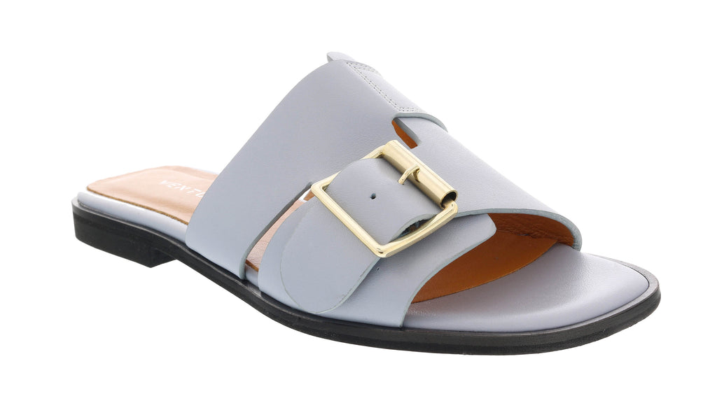 Ventutto Light Blue Buckle Flat Leather Slide-6