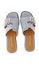 Ventutto Light Blue Buckle Flat Leather Slide-