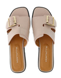 Ventutto Powder Pink Buckle Flat Leather Slide-