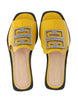 Ventutto Yellow Crest Flat Leather Slide-