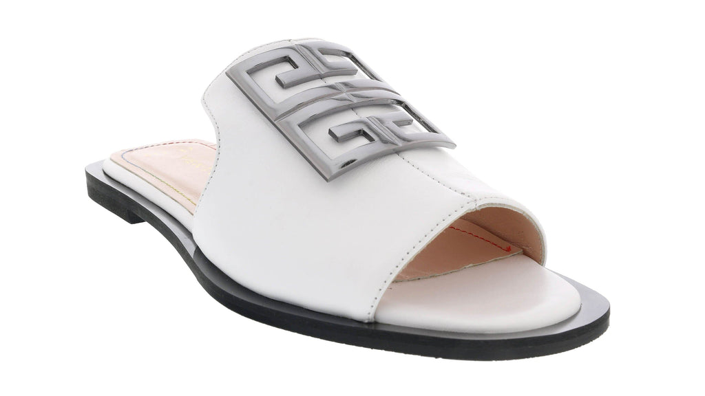 Ventutto White Crest Flat Leather Slide-6