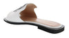 Ventutto White Crest Flat Leather Slide-